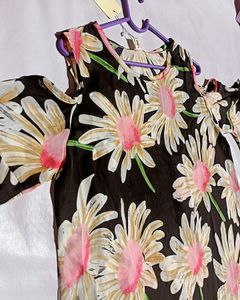 Women Off Shoulder Flower Print Top