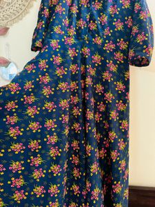 Navy blue Floral Print Maxi Dress