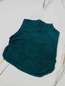 Teal Ribbed Mock Neck Top