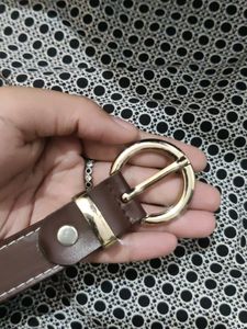 Brown Belt With Golden  Buckel