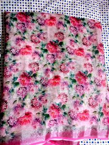 Vibrant Floral Print Saree