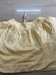 Yellow Cropped Blouse with Lace