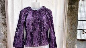 4237. Sheer Purple Snake Print Blouse