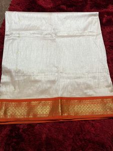 Off White with Orange Border Cotton Silk Saree