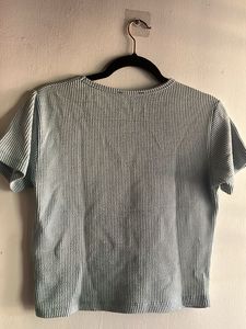 Striped Ribbed Crew Neck Top