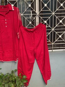 Vibrant Red Kurta Set bust 40 length 31.5 pant len