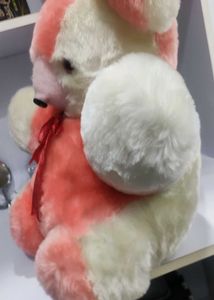 Cute Pink and White Teddy Bear with Red Now