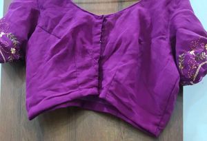 georgette purple saree, floral pattern for functio