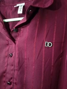 Maroon Pleated Sleeve Top