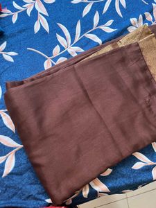 Elegant Brown Saree with Golden Border