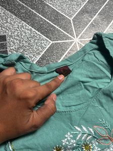 Embroidered Teal Kurta Set