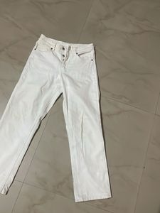 White Button-Fly Jeans