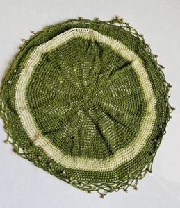 Knitted Beaded Dishcloth/Pooja Thali Cover