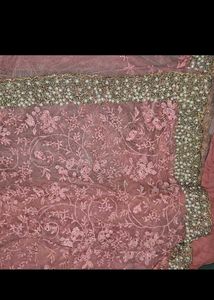 Stunning Embroidered Saree with Pearl Border