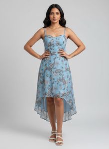 MagreFloral Print Dress High-Low Dres