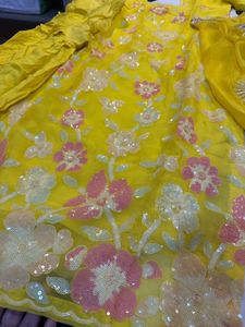 elegant yellow sequin work suit🌷🌼