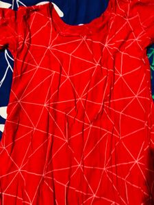 Red Geometric Print Kurta