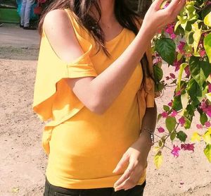 Stylish Yellow Batwing Sleeve Top