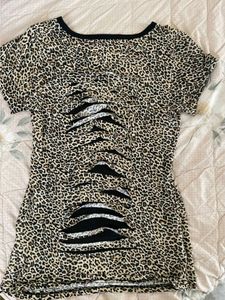 Leopard Print Ripped T-Shirt