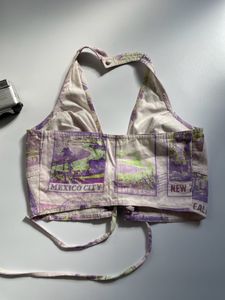 Graphic halter neck top