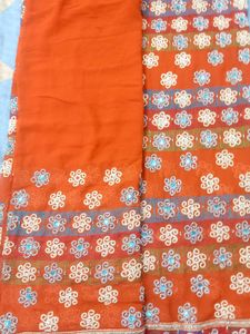 Orange Embroidered Sari