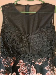 Black Floral Fit &amp; Flare Dress