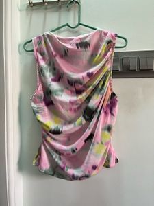 Pink Tie-Dye Ruched Tank Top