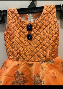 Orange Floral Print Baby Dress