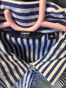 Blue Asymmetrical Striped Shirt