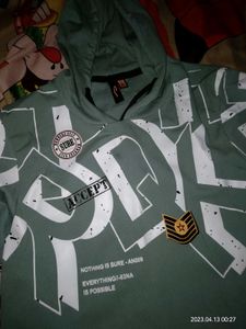 Sage Green Graphic Print Hoodie 8-10 Yrs