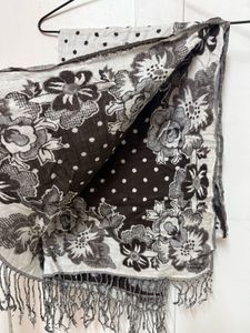 Stylish Scarf with Floral &amp; Polka Dot Print