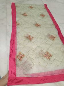 Elegant Pink Embroidered Dupatta