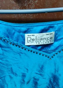 Blue Ombre Textured V-Neck Top XXL and XXXL