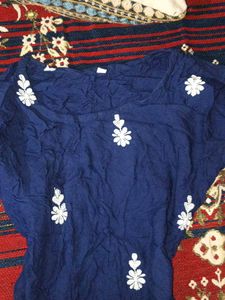 Elegant Navy Blue Embroidered Gown