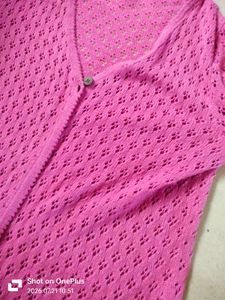 Chic Pink Knit Cardigan Sweater