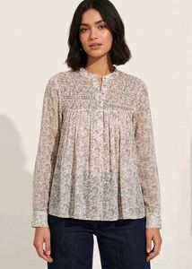 Women's Boho Floral Printed Smocked Tunic Top