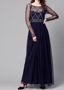 Street 9 Beautiful Blue Embellished Net Maxi