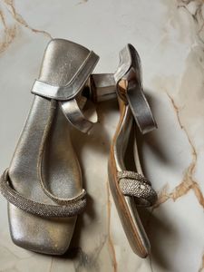 Sparkling Silver Block Heels
