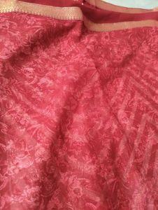 Elegant Red Soft material saree