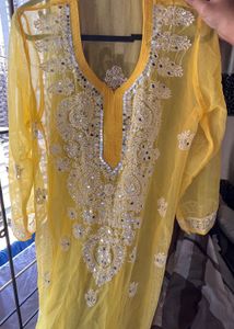 Yellow Chikankari Kurti 💛