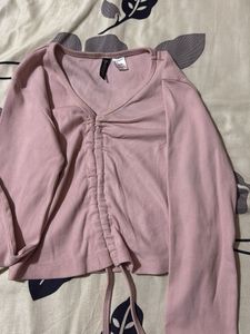 Pink Ruched Long Sleeve Top