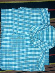Blue and White Checked Casual Shirt for Men - Size