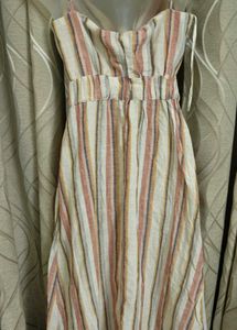 Striped Tie-Front Midi Dress