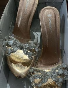 Sparkling Embellished Heeled Mules