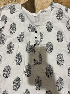 White Kurta with Black Print