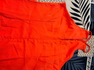 Vibrant Orange Halter Neck Midi Dress