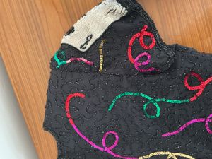 Sequin Embellished Card Game Top LAURENCE KAZAR