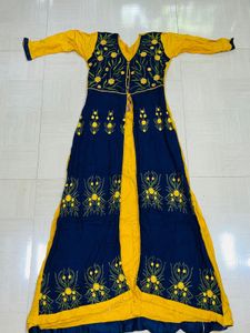 Elegant Yellow &amp; Navy Kurta Set
