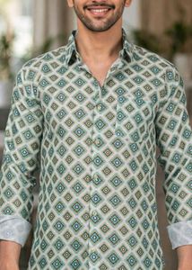 Stylish Geometric Print Men's Kurta