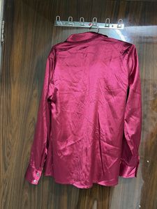 Satin Collared Button-Up Shirt
